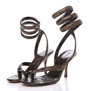 Elegant Snake Print Spiral Strap Heels